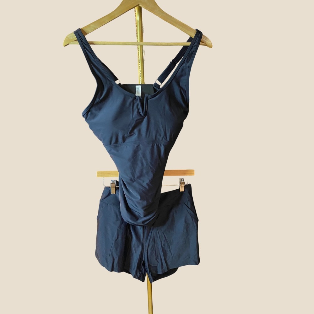 Talisea Black Swimsuit Set Tankini and Shorts Womens Size Medium Black